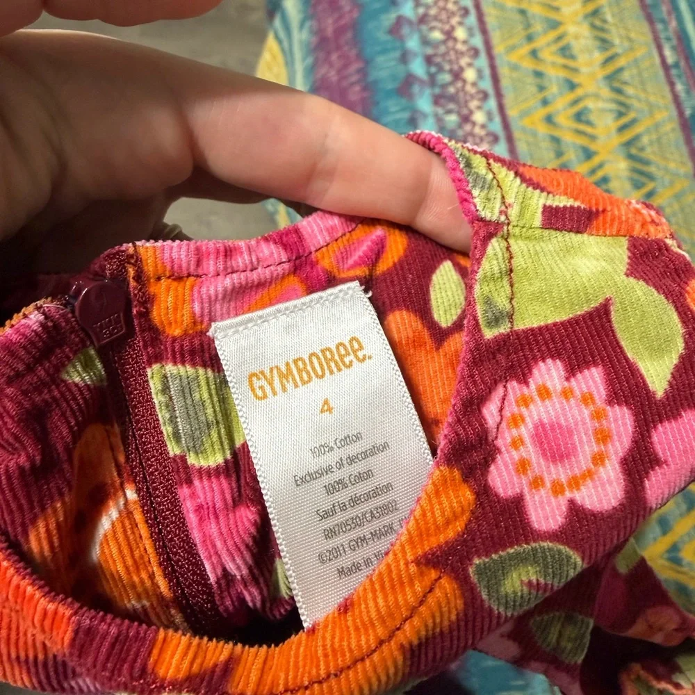 Gymboree Floral Kids Dress Size 4T- Pink and Orange 100% Cotton